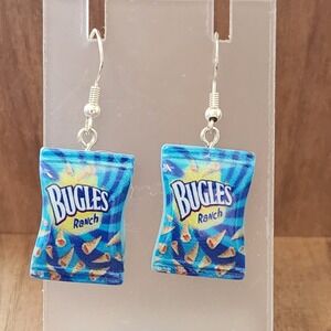 Handcrafted‎ Chip Snack Bag Novelty Funky Dangle Earrings Women Cute Quirky NEW